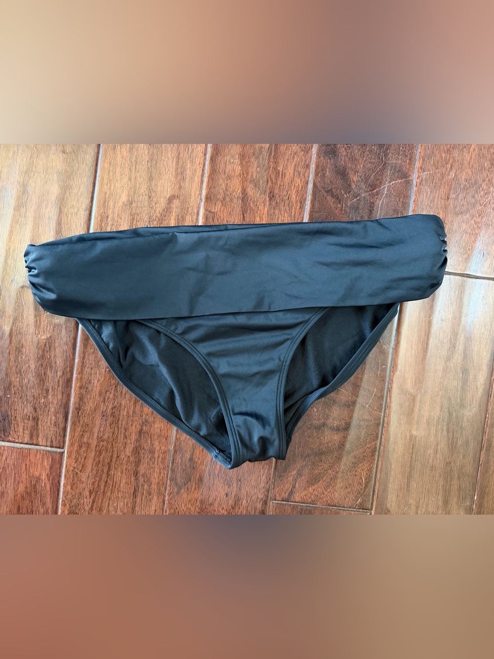 Boden Black Fold-Over Mid-Rise Bikini Bottom US 14